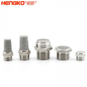 恒歌定制不銹鋼/銅粉氣動元件消音器_消音濾芯降噪耐高溫，應用于真空泵